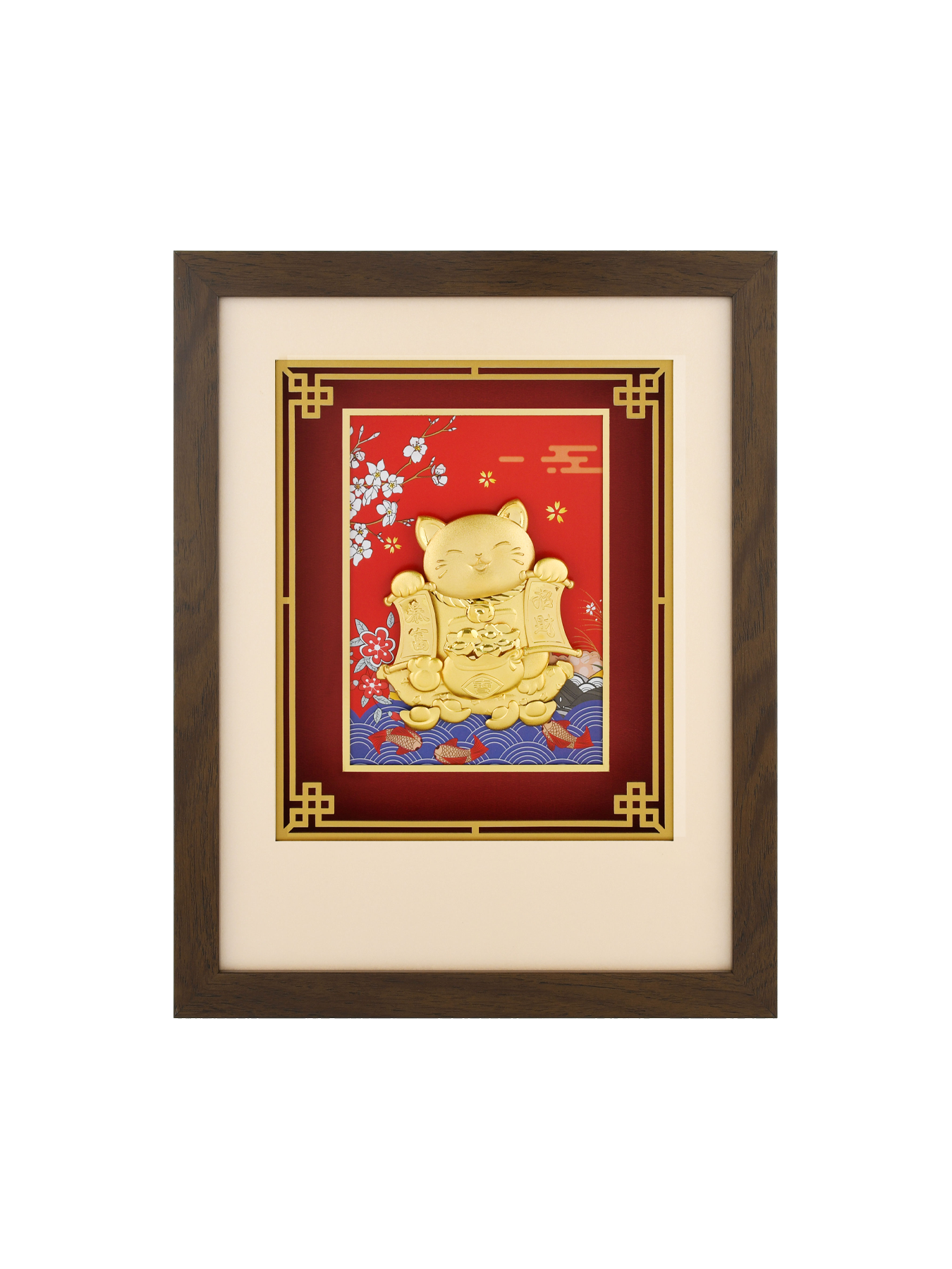 Fortune Cat 24K Gold Foil LargeFrame (with LED lights)